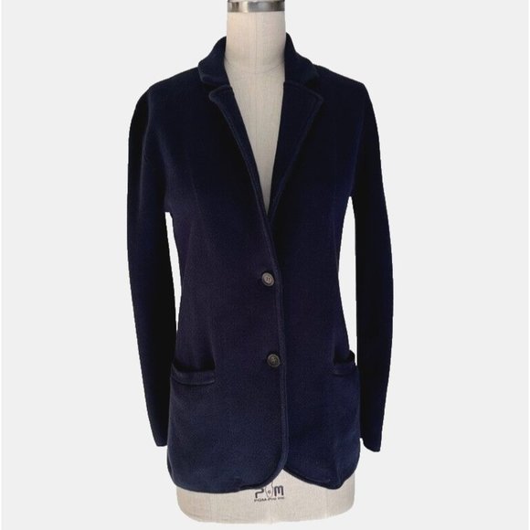 J Crew Mercantile Jacket XXS navy Blue Knit Blazer Shaket Style G9309 - Picture 2 of 10
